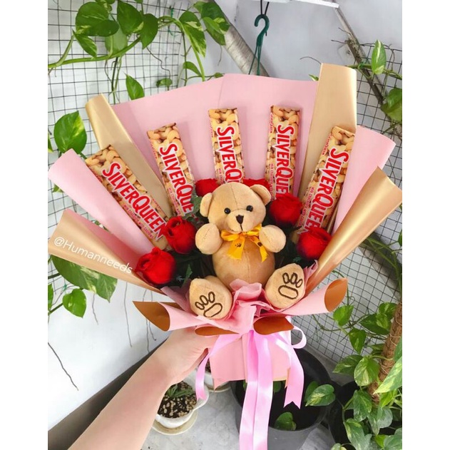 [1 HARI JADI] Buket Bunga Cokelat Bunga Teddy | Bunga Valentine / Bunga Wisuda / Bunga Sempro | Vale