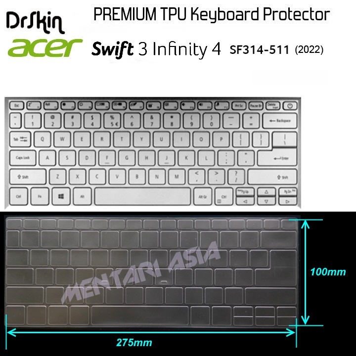 Keyboard Protector ACER Swift 3 Infinity 4 SF314-511 2022 - DrSkin Premium TPU
