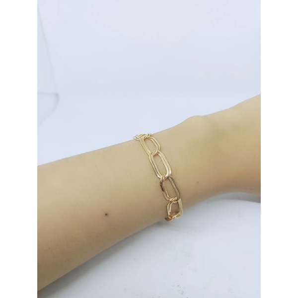 gelang rantai oval hollo double/ gelang perak asli silver 925 lapis emas/ gelang fashion wanita