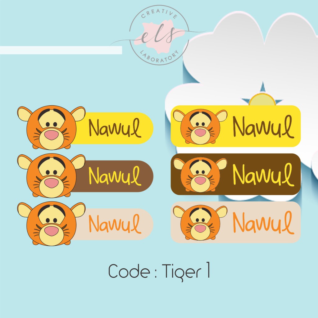 

stiker label nama custom waterproof anti air