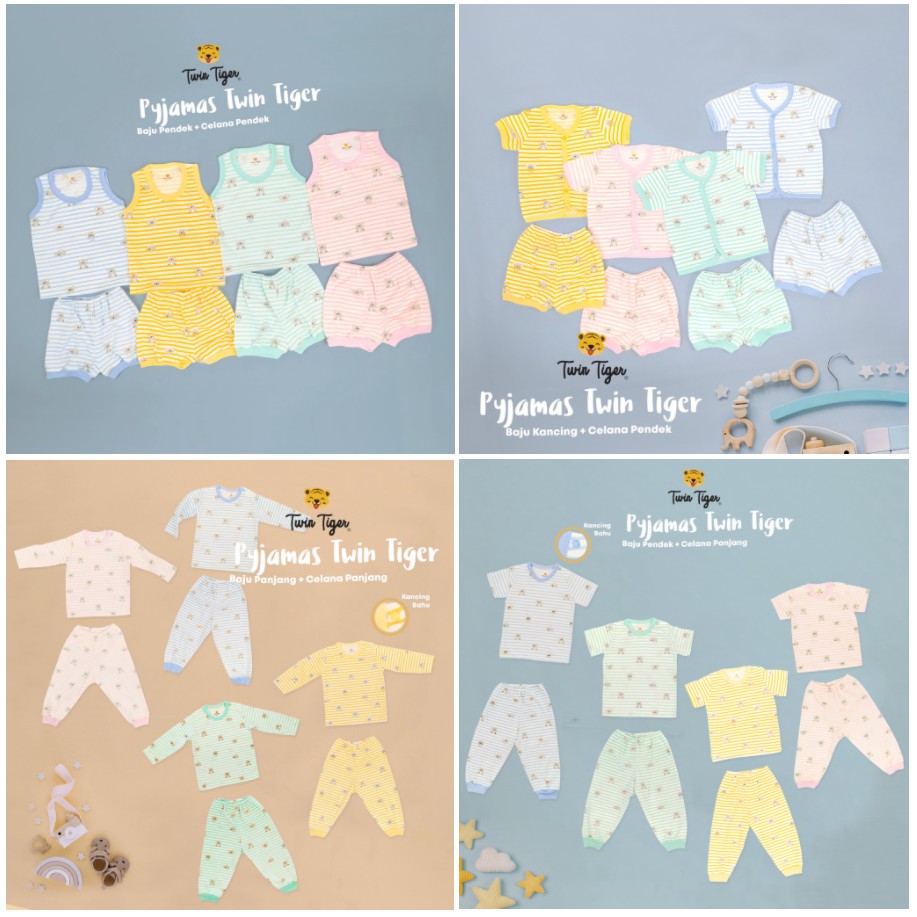 Twin Tiger Setelan Kutung / Pendek / Panjang Motif Koala Salur CBKS