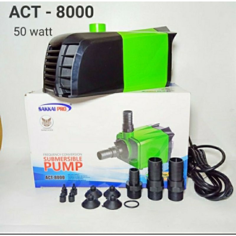 Pompa Celup Submersible kolam hidroponik LOW WATT Sakkai Pro ACT-8000