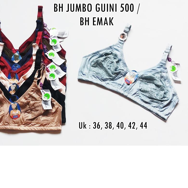 ❈ Bra Brukat Guini 500 Uk 34-44 / BH Jumbo Tanpa Kawat Tanpa Busa / BH Emak Kancing 3 ✰