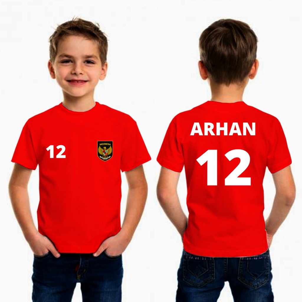 Kaos katun anak timnas indonesia garuda custom baju oblong jersey bola