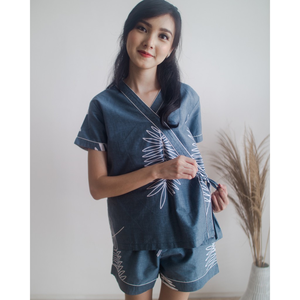 Baju Tidur Wanita Miuchi Piyama katun Jepang cotton kimono nyaman setelan 2pcs celana panjang pendek