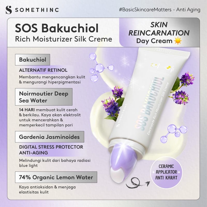 SOMETHINC BASIC SKINCARE - ANTI AGING SERIES | PEPTINOL Granactive Retinoid + Peptide Night Moisturizer Cream / SOS Bakuchiol Silk Creme