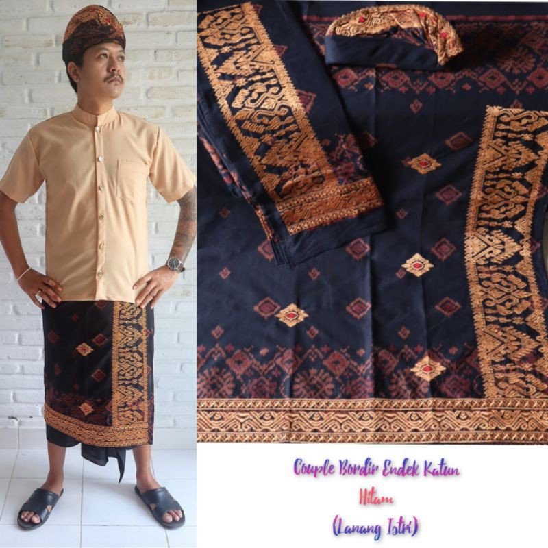 Couple Set Katun Bordir Lanang Istri//Pakaian Adat Bali