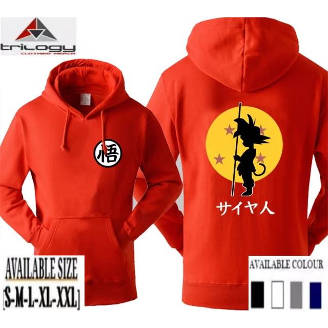 HOODIE ANIME JAPAN DRAGON BALL SABLON DEPAN BELAKANG HOODIE JUMPER DRAGON BALL