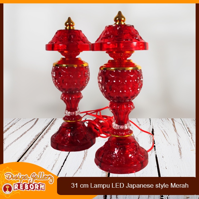 Lampu Sembahyang Altar Merah LED Japanese Style 31cm