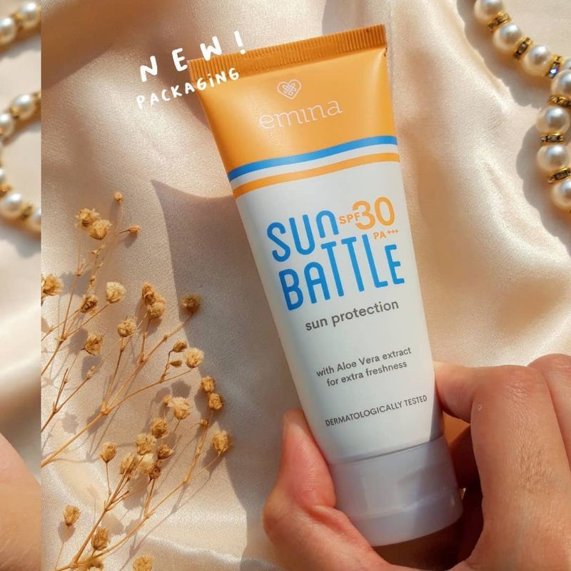 Sunblock Emina Sun Protection SPF 30 Sunblock Wajah dan Badan- bpom & EMINA SUN BATTLE SPF 30