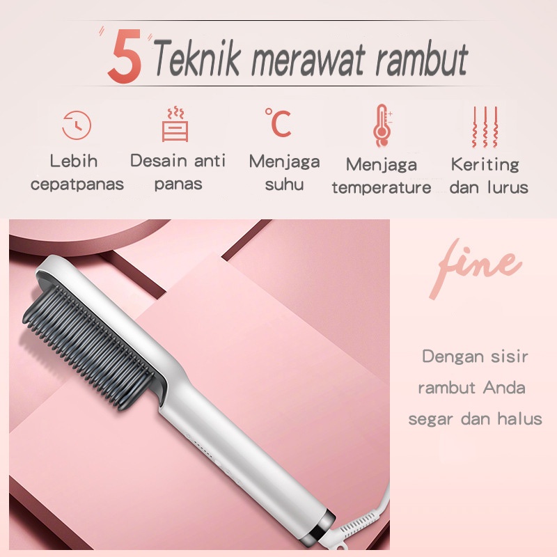 Sisir Catokan Pelurus Rambut (rambut lurus dan keriting) 2 in 1 tidak menyakiti rambut straightening Combs