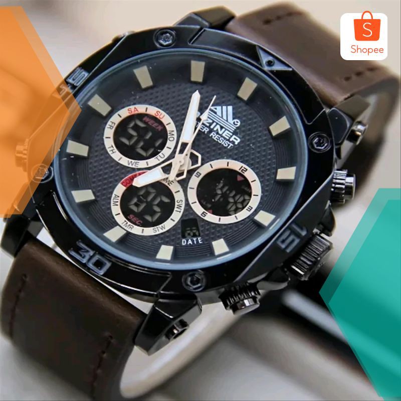 Promo Jam Tangan Pria D-Ziner 8223 Ori Dual Time  Wateresist Elegan