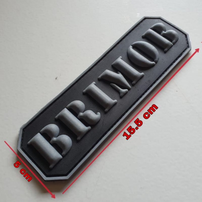 patch rubber PVC logo tulisan BRIMOB 3D timbul - rubber patch brimob - polisi - tempelan emblem kare
