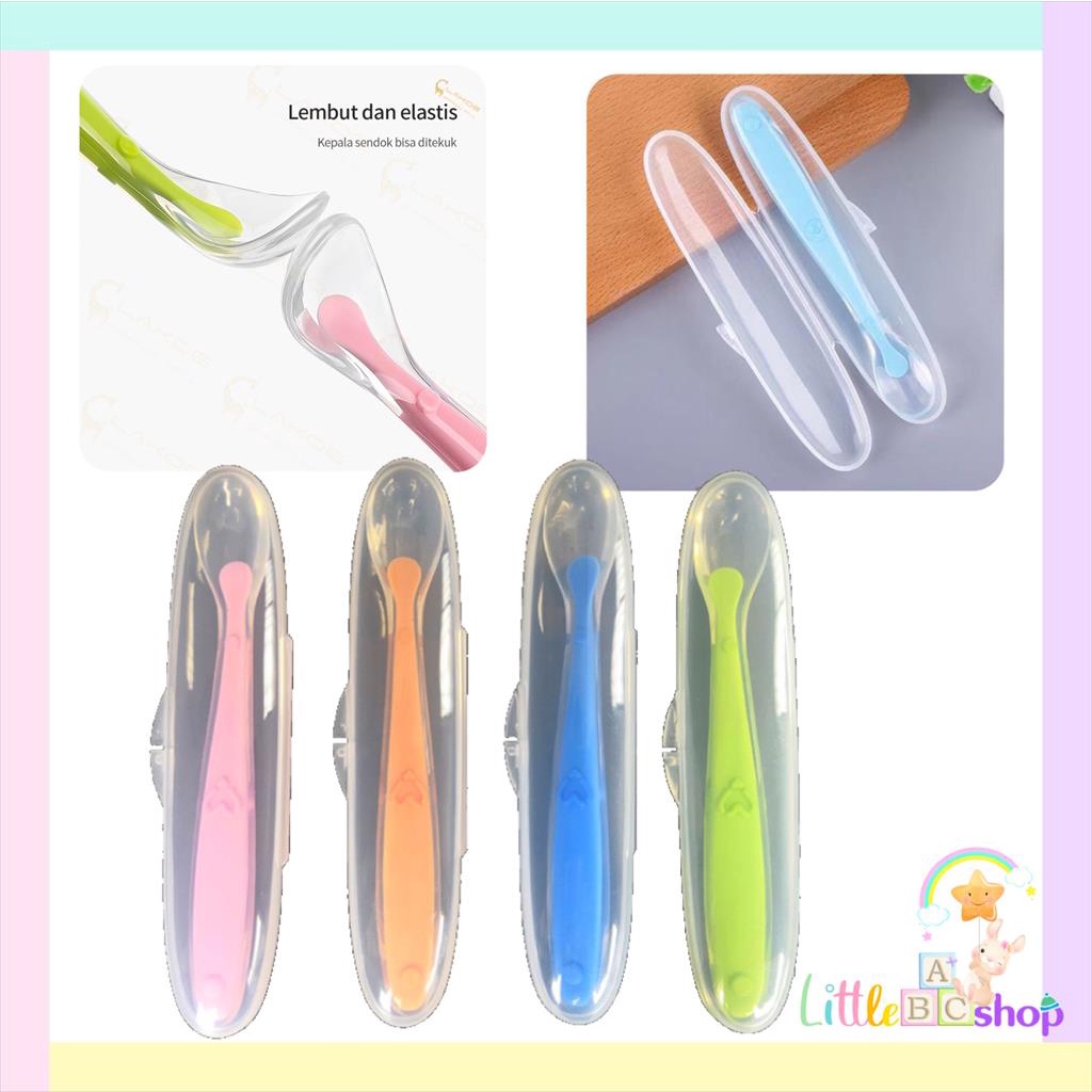 Sendok Silicone with Case / Sendok makan bayi silicone / baby spoon