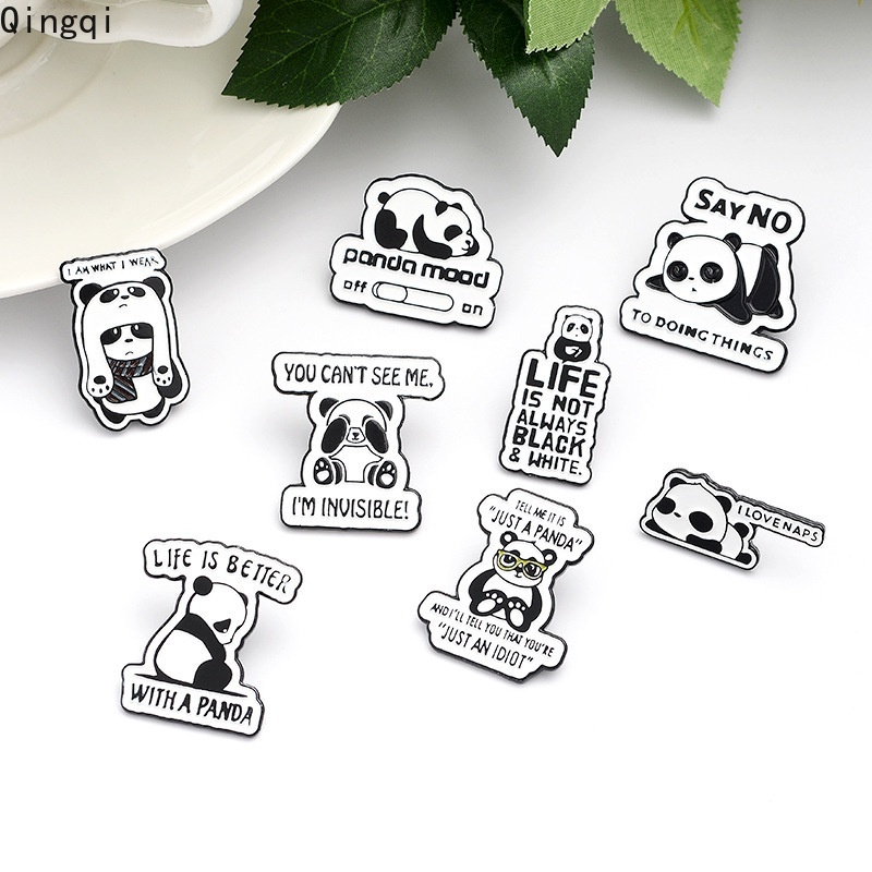 Bros Pin Enamel Bentuk Kartun Panda Lucu Untuk Hadiah