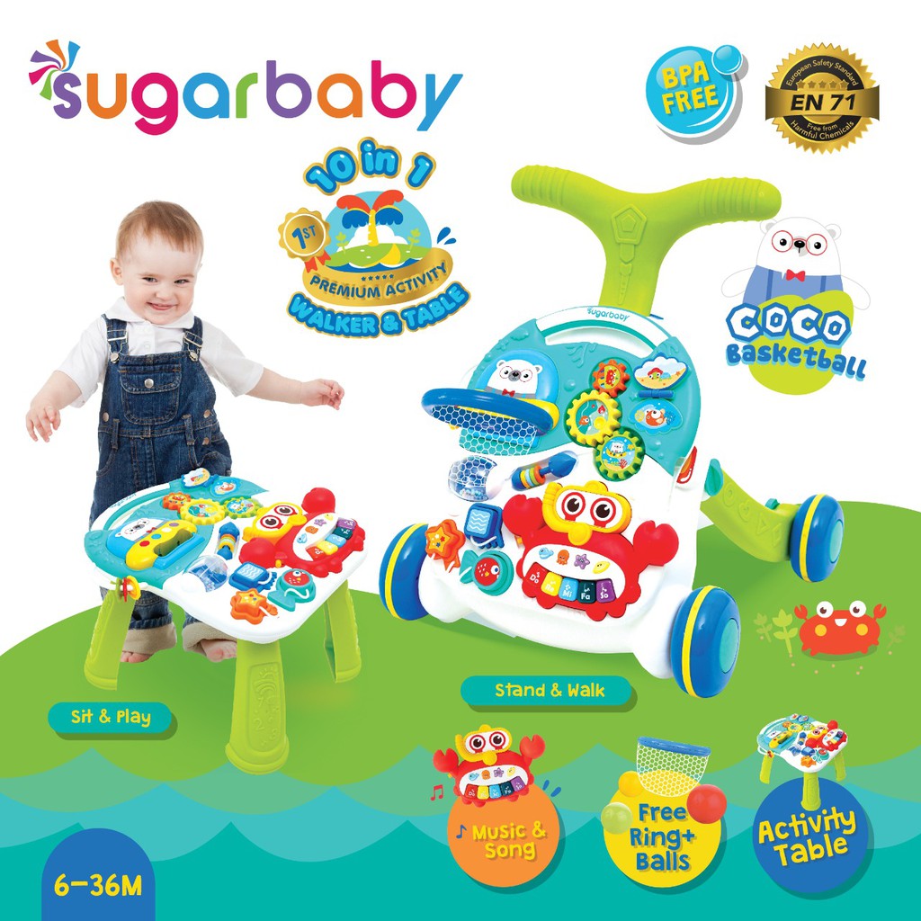 Sugar Baby Premium Activity Walker And Table 10 in 1 / Alat Belajar Jalan Sugar Baby Dan Meja