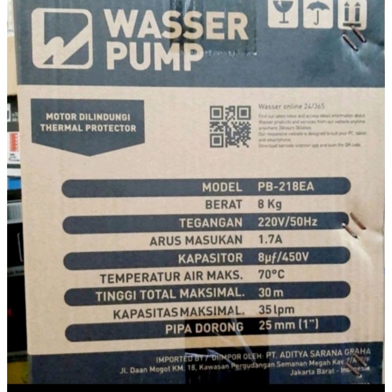 Pompa Dorong Booster Pendorong WASSER PB 218 EA PB218EA MURAH