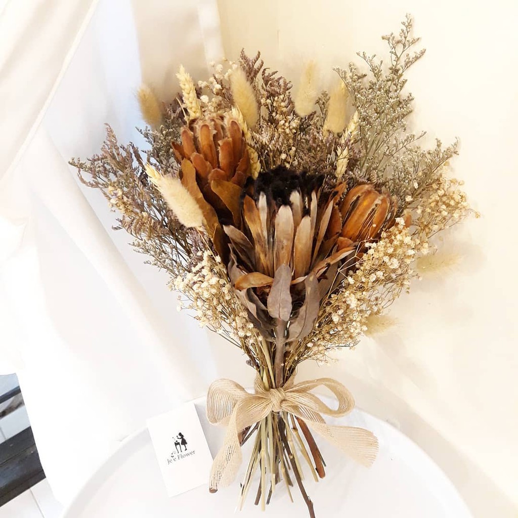 Protea Flower Wedding Bouquet  Buket Bunga  Protea Kering  