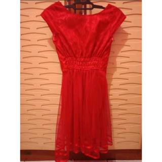  Baju  Pesta  Dress Wanita  Merah Preloved Overall Cantik 