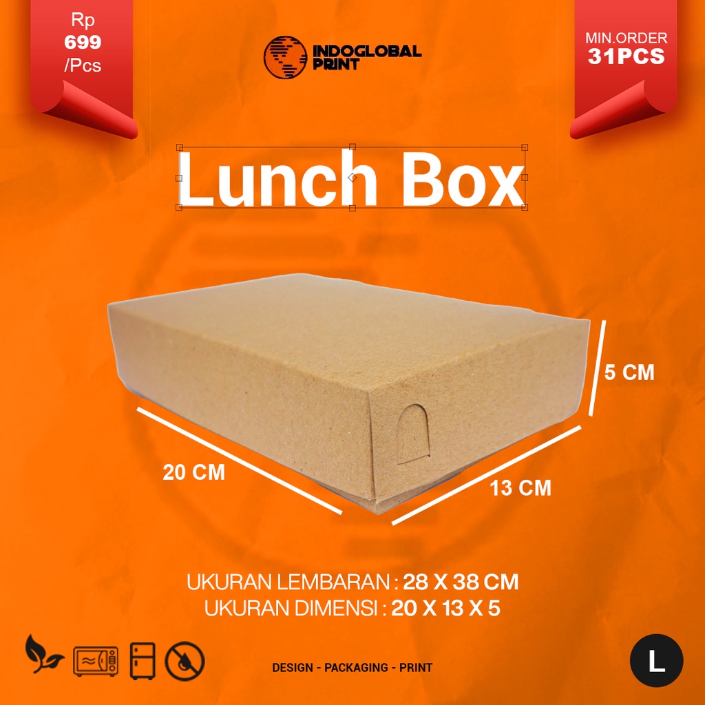Lunch box paper non window tebal Large 275 gsm full laminasi / kotak m