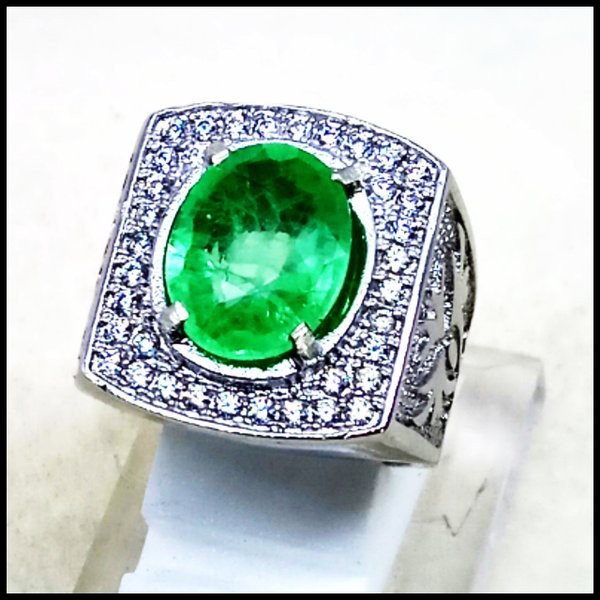 CINCIN BATU AKIK PERMATA ZAMRUD CHATAM RING ALPAKA SUPER GLAMOUR KEKERASAN 9MOHS TERMURAH !!!