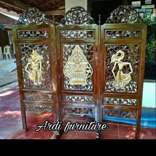 Penyekat ruangan partisi sketsel kayu jati ukir jepara