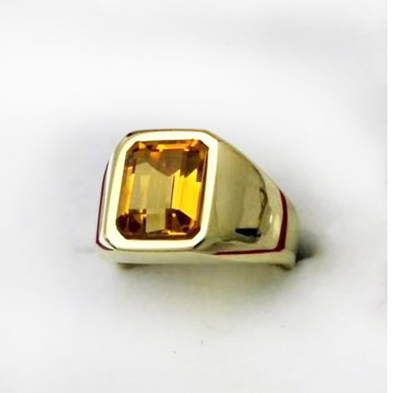 Cincin Stainless Steel Emerald Topaz Emas Berlian Kristal Fashion Pria Wanita Punk Rings