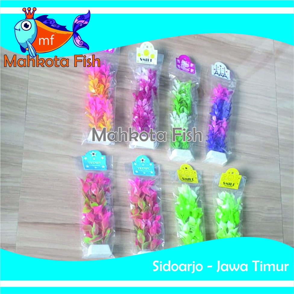 Hiasan Aquarium TANAMAN 20cm (CAMPUR) | Bunga Plastik Aquarium | Bunga Hiasan Aquarium | Tanaman Hias Aquarium