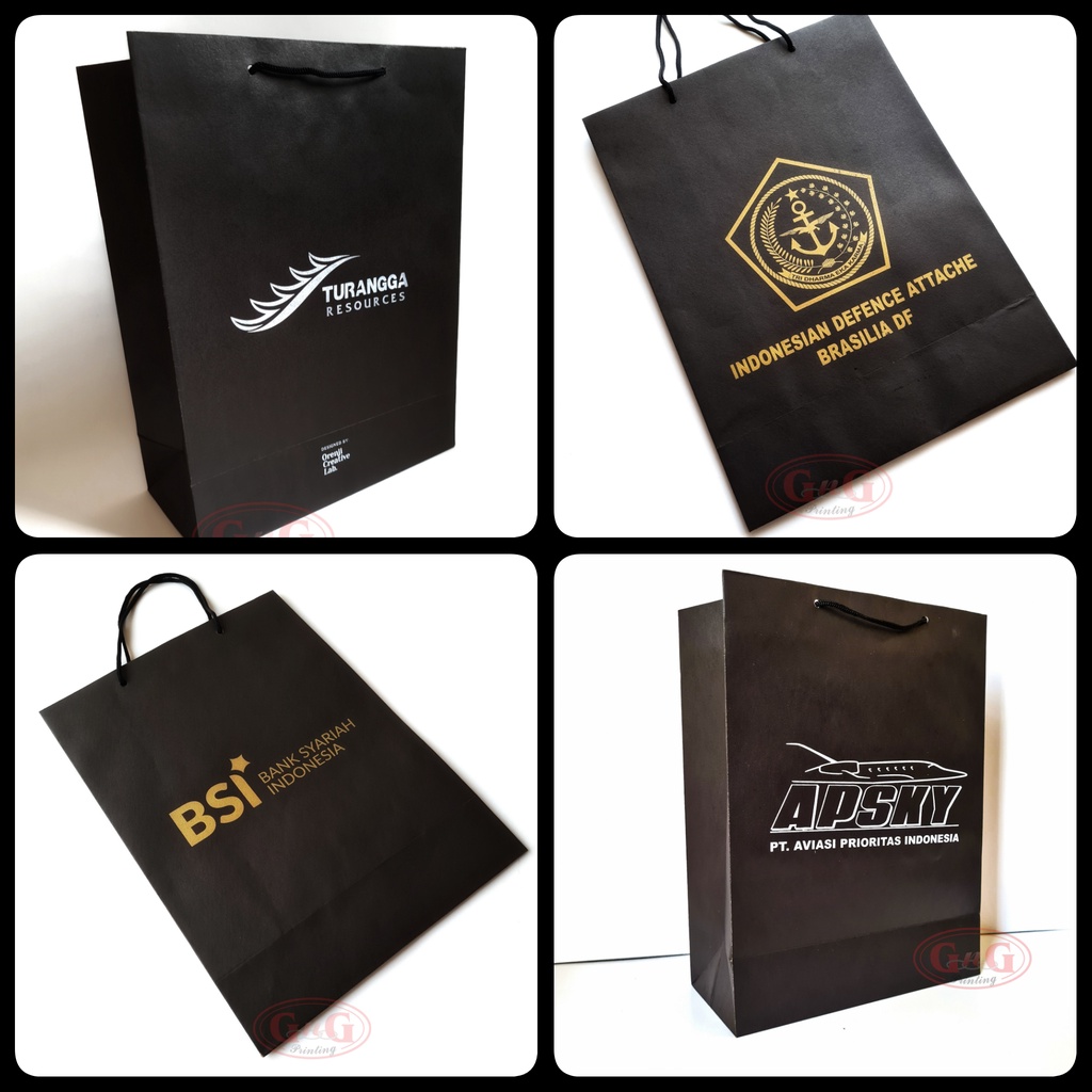 

Paper Bag Hitam Kraft Custom Print / Paper Bag Sablon / Shopping Bag / 26x12x34 / Min 100pcs