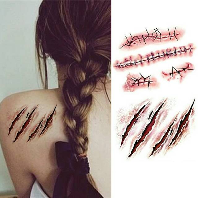 Waterproof temporary tattoo sticker halloween / tato luka unik
