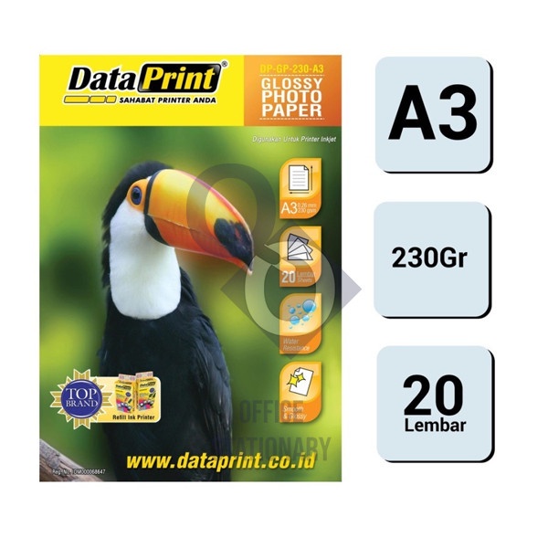 

Dataprint glossy photo paper 230 A3 / Kertas Data Print Glossy paper