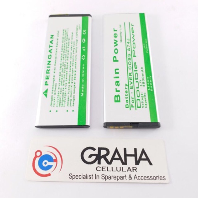 BATERAI / BATTERY / BATRE EVERCOSS A74J DOUBLE IC BRAIN POWER