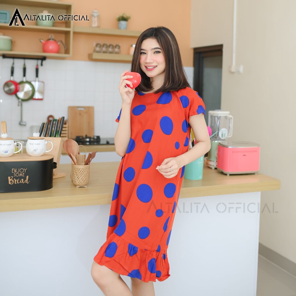 Daster Viral Ruffle Busui Friendly Resleting Depan Lengan Pendek | Daster Kekinian Busui Murah | Daster Rayon Busui Motif Terbaru Panjang Selutut