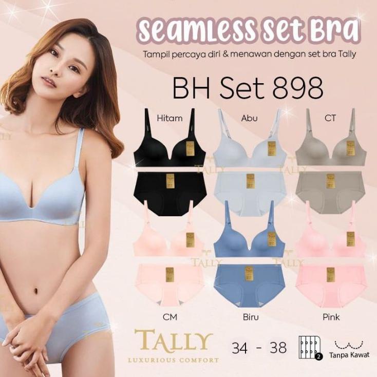 FTY SET BRA TALLY 898 BH CD SEAMLESS TANPA KAWAT BUSA TIPIS - BUNGALILY✽ (Laris)Ready ➞