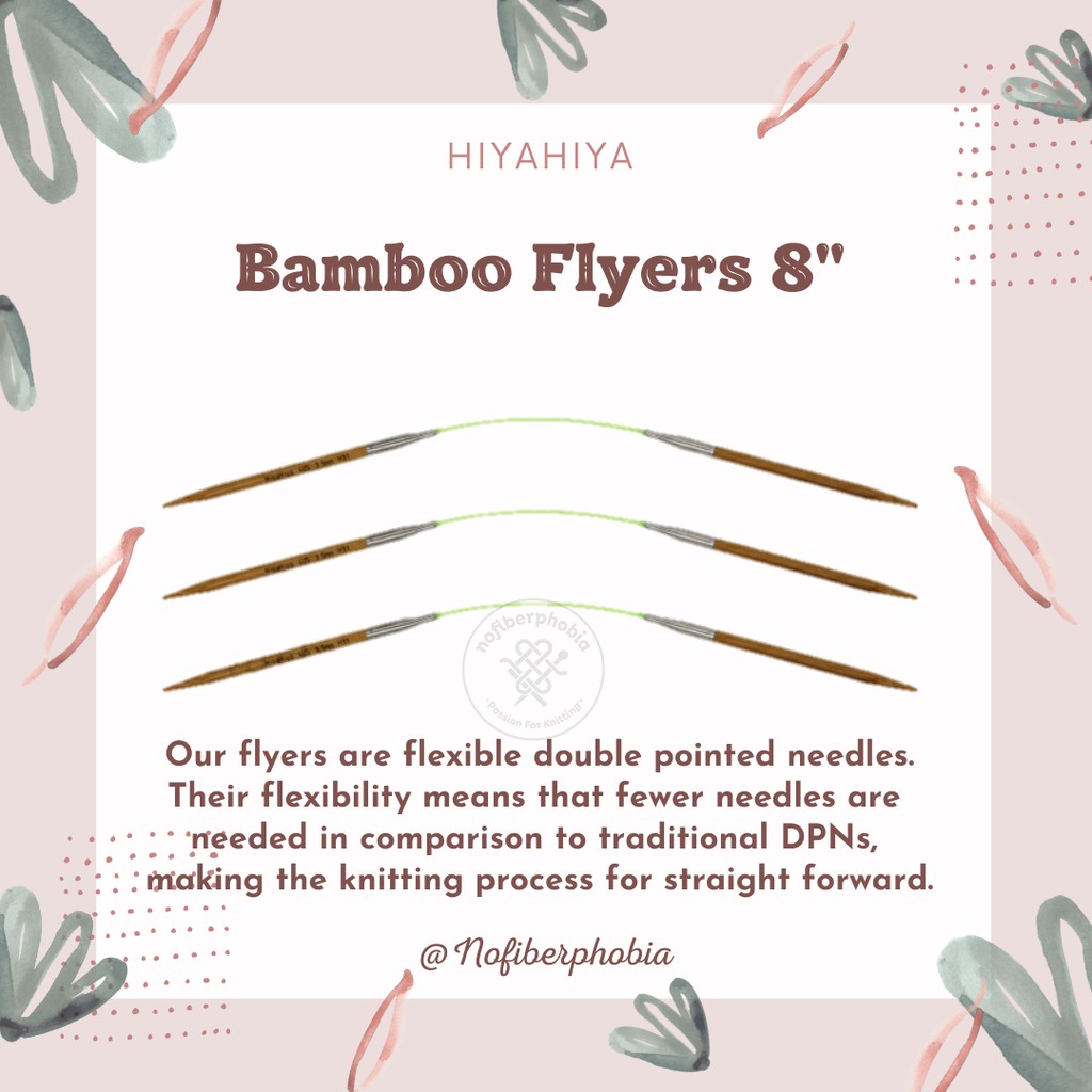 Jarum rajut HiyaHiya Bamboo Flyers 8" / Flexible DPN 8"