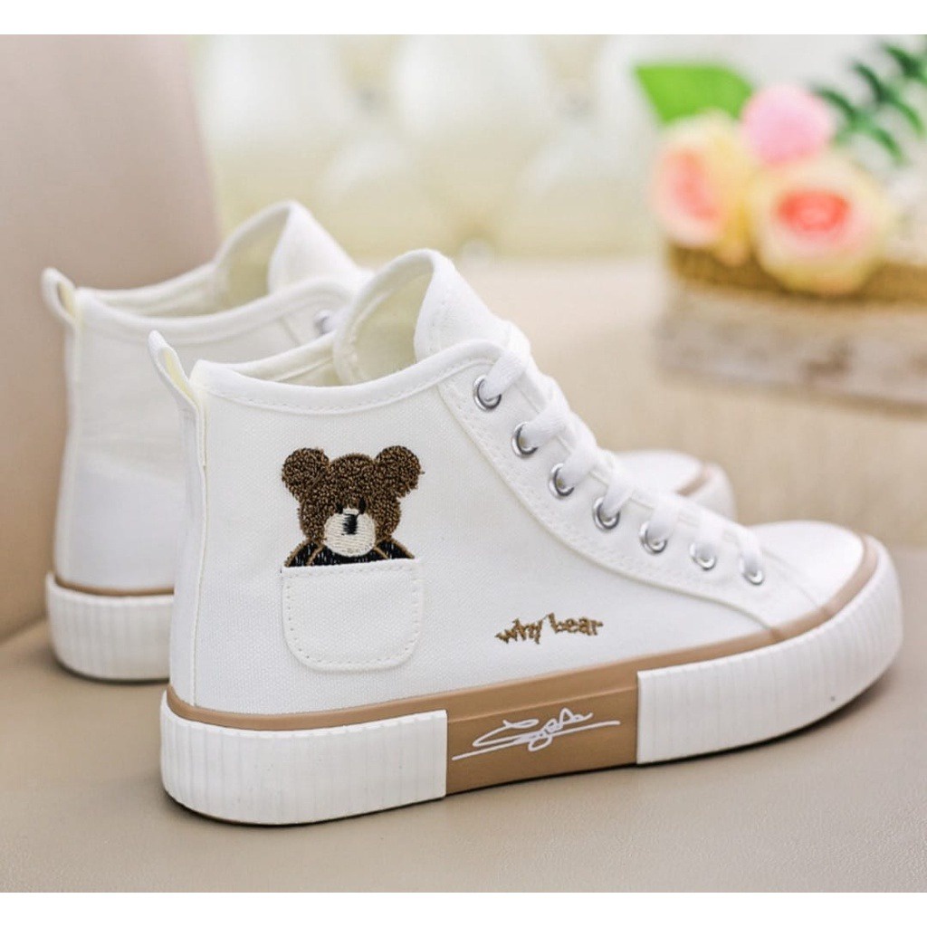 Sepatu Sneakers Kanvas Wanita Semi Boots Korean Syle Best Quality why Bear BR-02-6