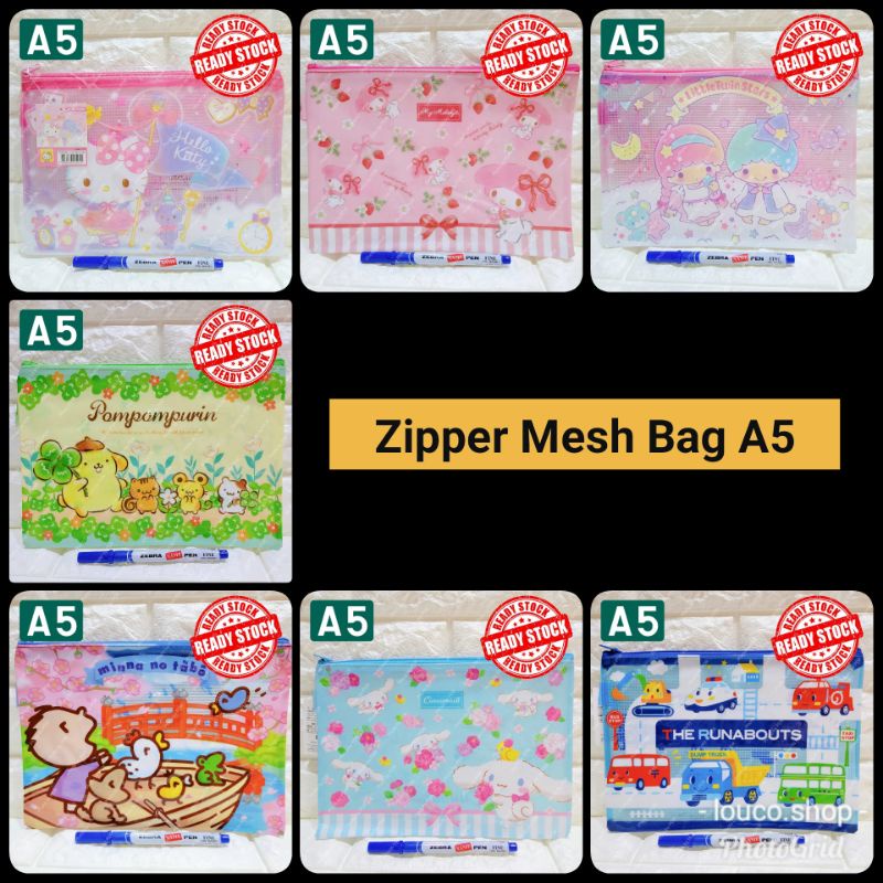 

Dompet Pouch Zipper Tempat Dokumen Serbaguna A5 Sanrio Kitty Twin Stars Melody Pompurin Cinnamoroll