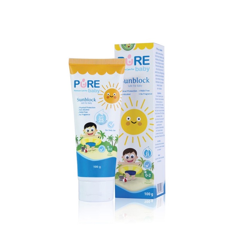 Pure BB Baby SUNBLOCK SPF25 100gr / 50gr Sun UV Protection Aman untuk Bayi - Sun Block Krim Lotion PREMIUM