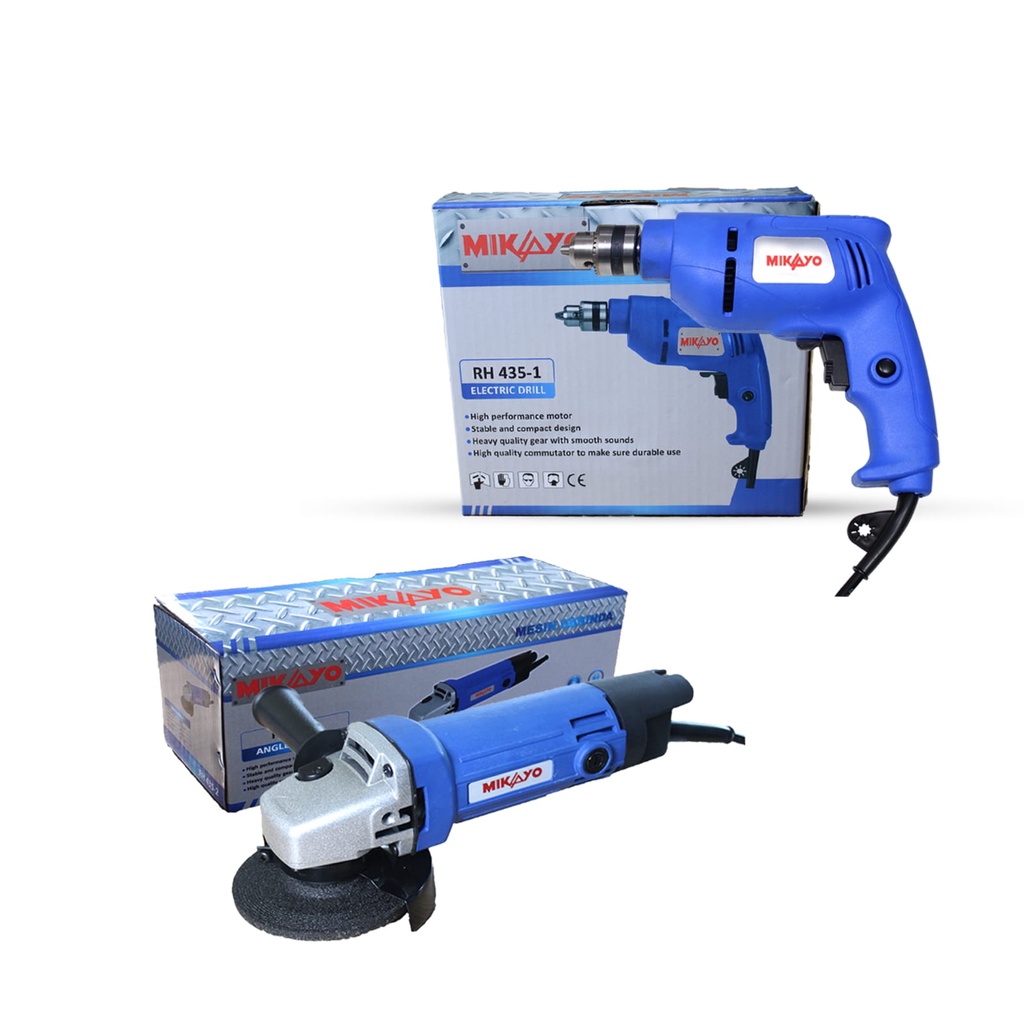 PAKET MIKAYO POWER TOOL BOR 10MM DAN GURINDA GERINDA TANGAN POTONG BESI IKAYO PAKET BOR&amp;GERINDA