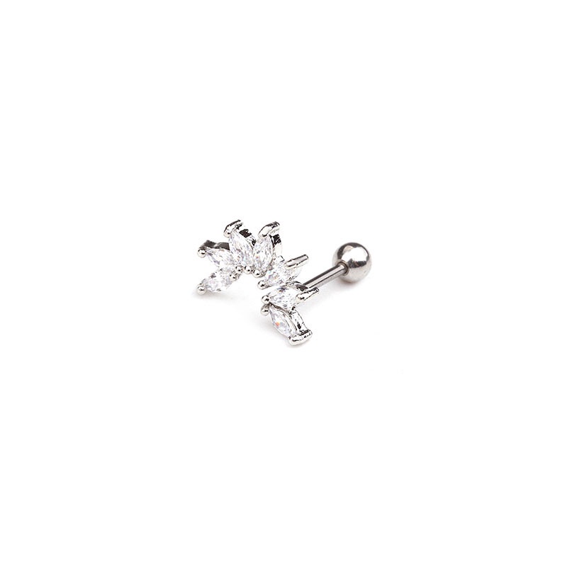 1Piece Flower Zircon Cartilage Helix Tragus Conch Rook Lobe Screw Back Earring Stud