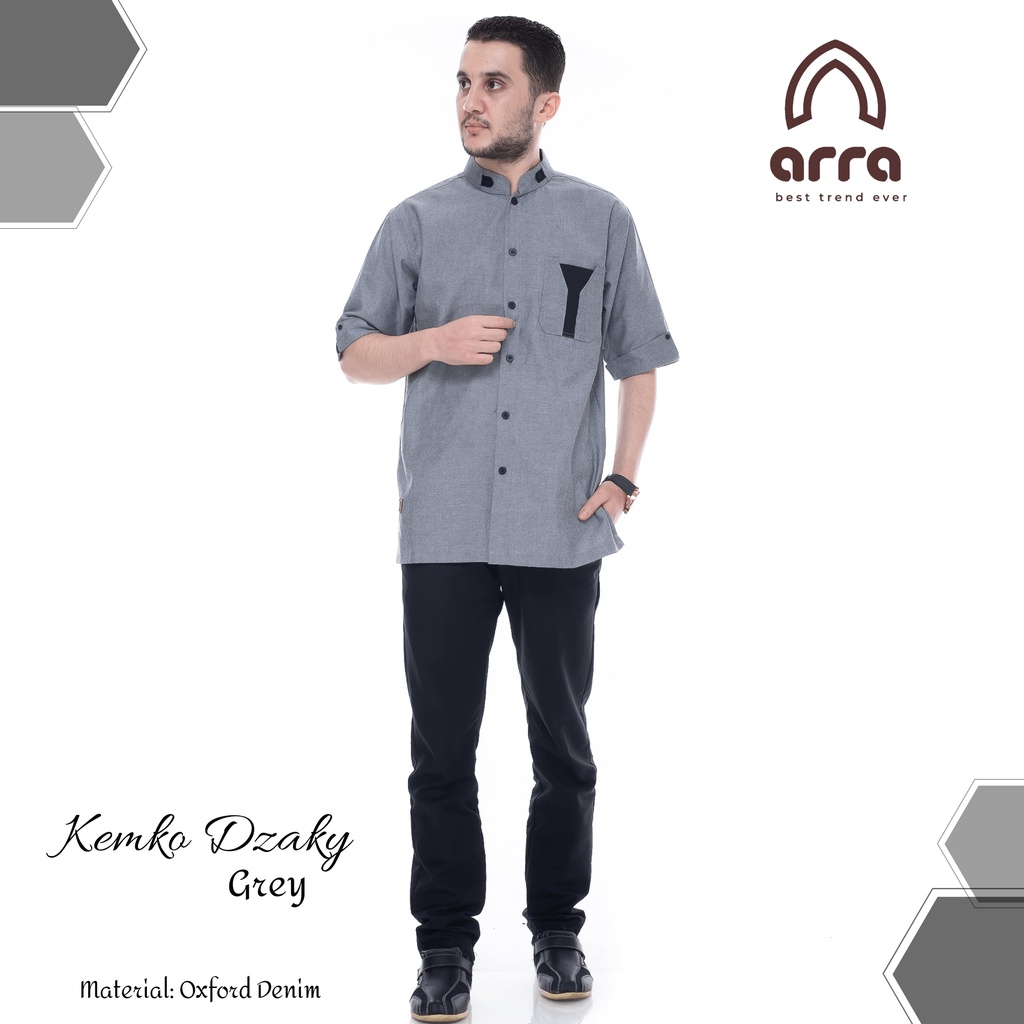 Arra-Pakaian Muslim Pria / Baju Koko Dewasa Premium Trendy Grey Original