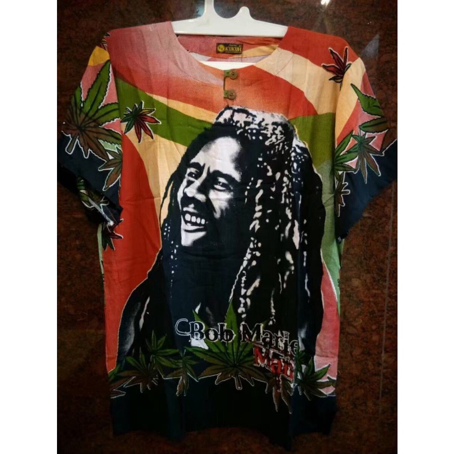 Terbaru Atasan Unisex Batik Rayon Gambar Bob Marley