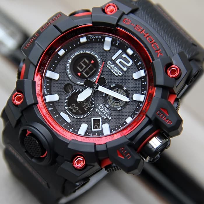 JAM TANGAN PRIA GSHOCK CASIO GWG PREDATOR 1400 GS HITAM GOLD FULL HITAM FULL MERAH TALI HIJAU