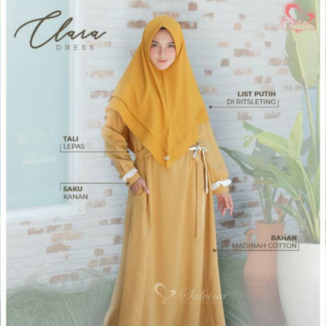 Gamis Polos Katun Madina Dress Clara By Salvina