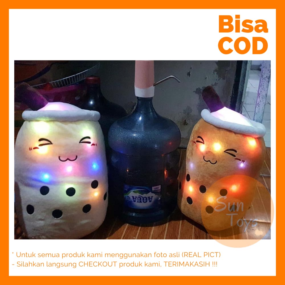 Boneka Boba Milk Jumbo Bisa Nyala Ada Lampunya / Boneka boba milk jumbo LED Anak / Boneka Lucu / Bon