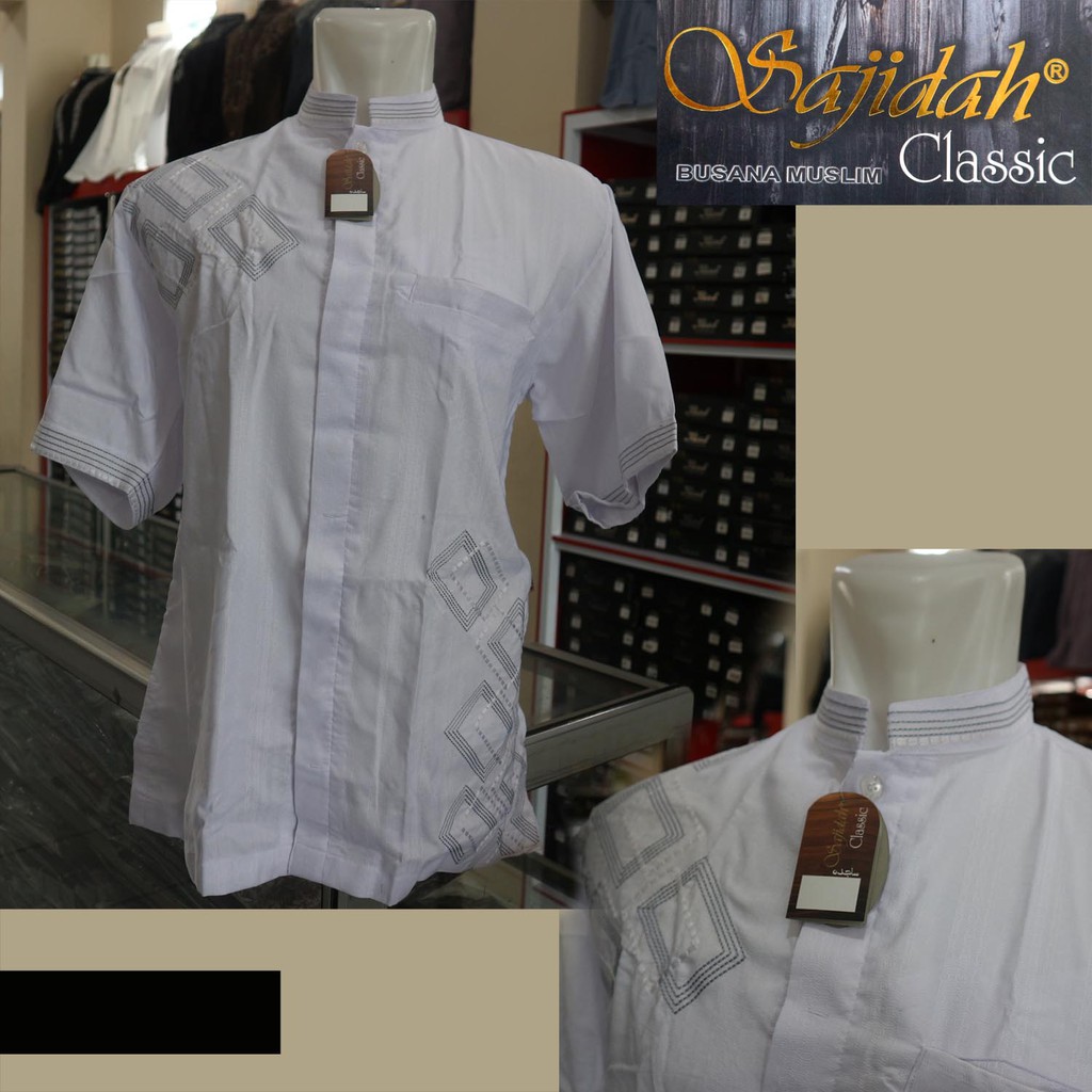 baju muslim koko putih pendek sajidah KL 6154