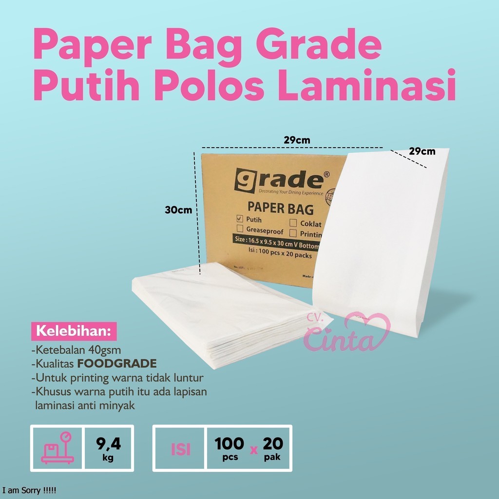

Paper Bag Kantong Kertas 16x9x30 Putih Polos Isi 2000 Pcs