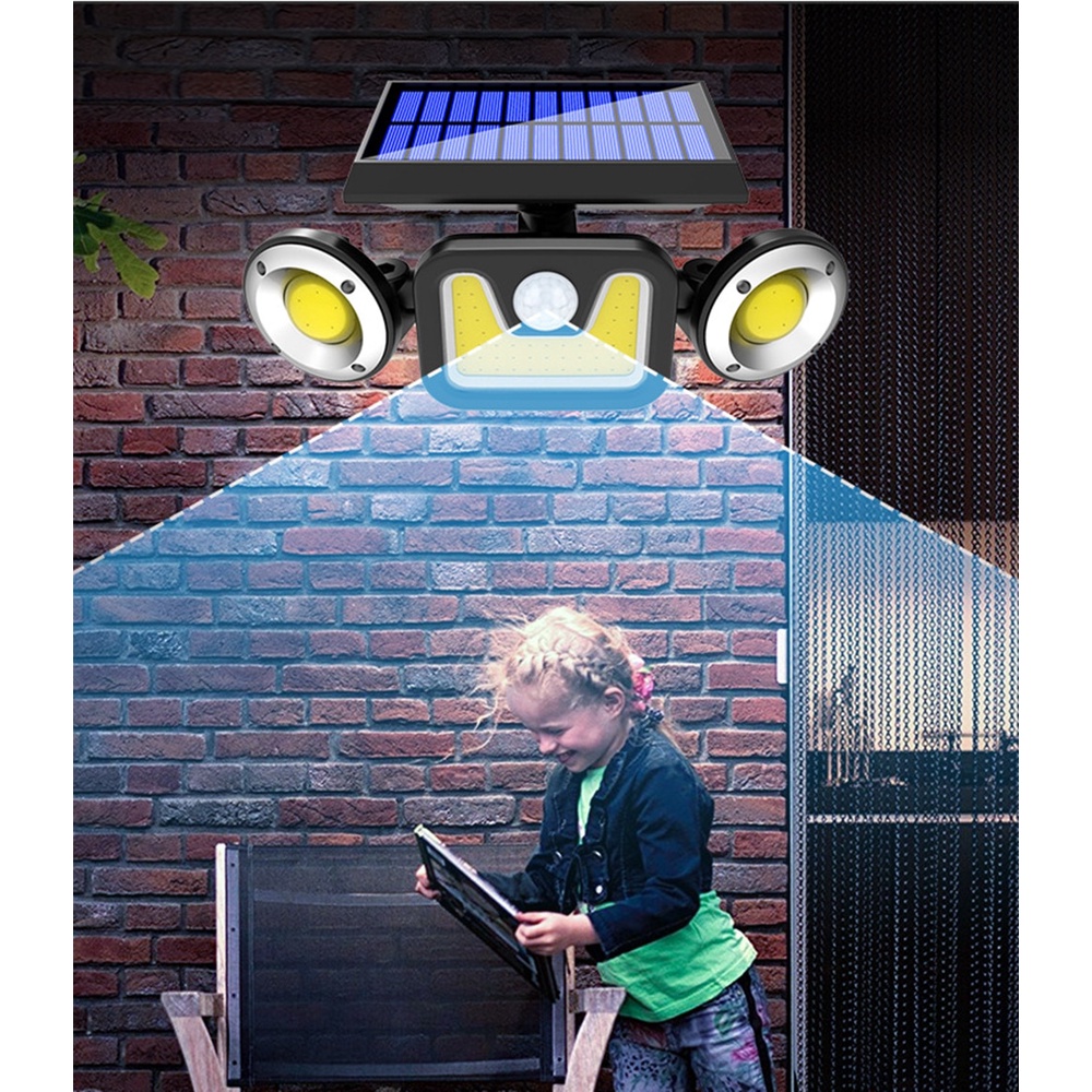 Lampu sorot keamanan security sensor gerak tenaga surya area luas Choifoo Lampu Solar Panel Sensor Gerak PIR Waterproof 83 COB - 208ABS 3 Heads COB LED Solar Light Outdoor Solar Lamp Smart Sunlight PIR Motion Sensor Wall Lamp Garden Street Light