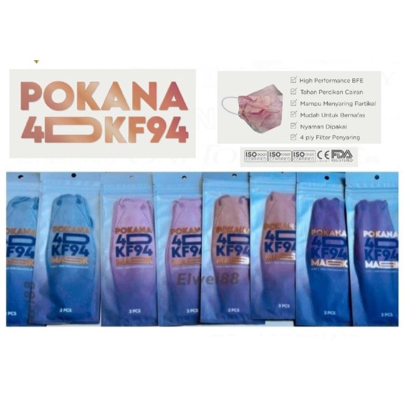 Pokana 4D KF94 earloop medical mask - sachet isi 2 pcs