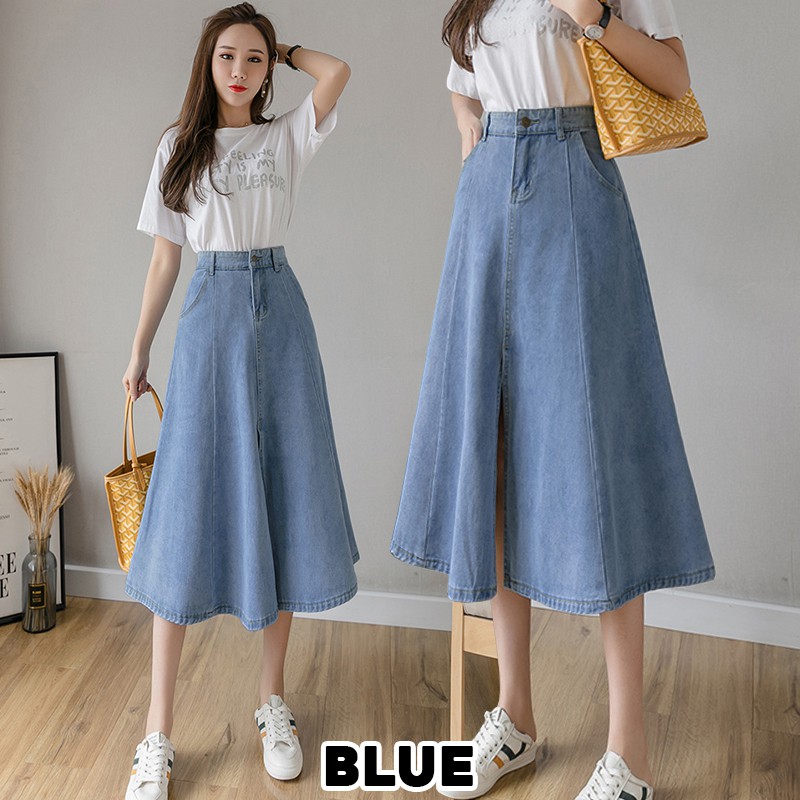 KARAKOREA 6089 Crystal Denim Skirt Rok Panjang Rok denim Rok Jeans/Rok jeans wanita/Rok Jeans Korea/Rok wanita